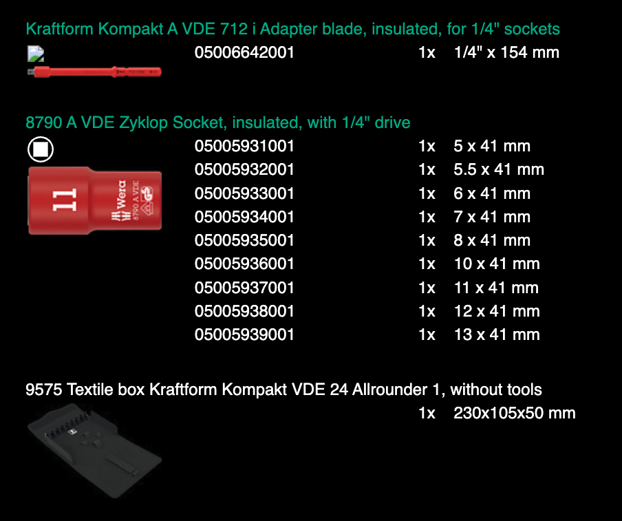 ชุดไขควง Wera Kraftform Kompakt VDE 24 Allrounder Set 1 05006632001 (25 ชิ้น)