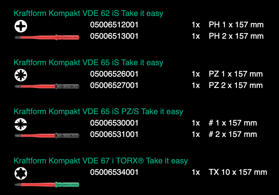 ชุดไขควง Wera Kraftform Kompakt VDE 17 extra slim 2 Tool finder 05006610001 (17 ชิ้น)