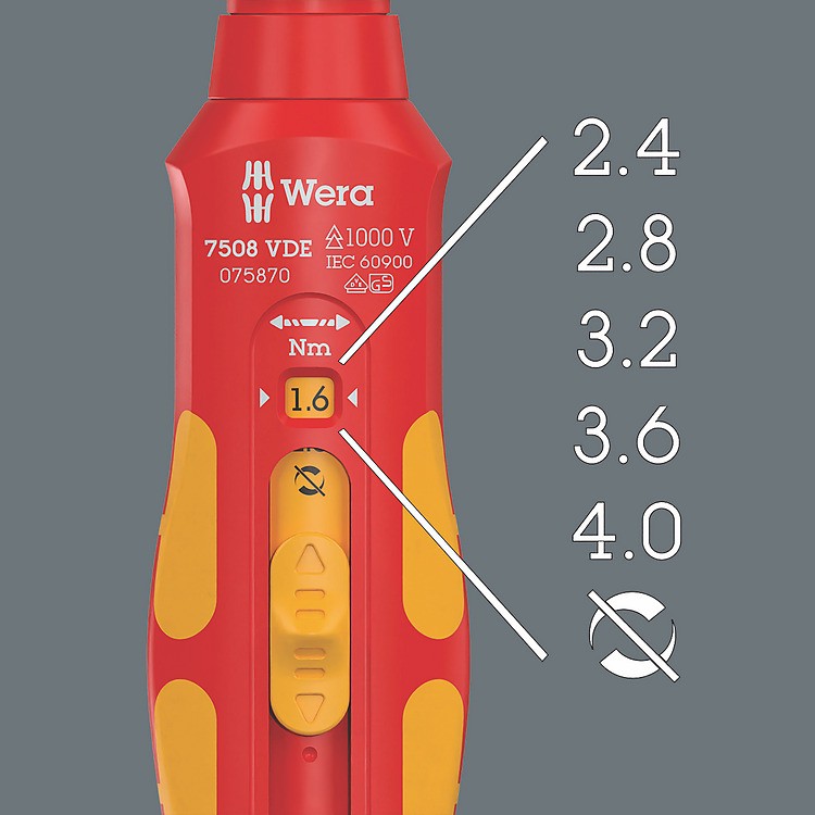 ไขควงทอร์ค Wera 7508 VDE Kraftform Safe-Torque Speed Torque screwdriver แรงบิด 0.4-2.0 Nm 05075870001