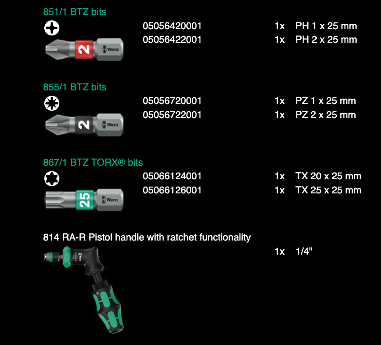 ไขควง Wera Kraftform Kompakt Pistol RA-R 1 05051535001 (7 ชิ้น)