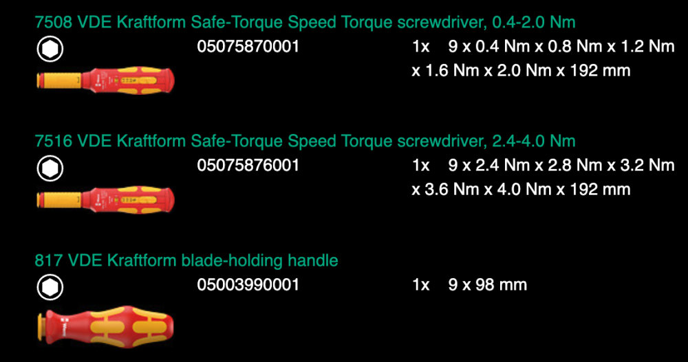 ชุดไขควงทอร์ค Wera Kraftform Kompakt VDE Safe-Torque Speed control cabinet Set 1 05006633001 (23 ชิ้น)