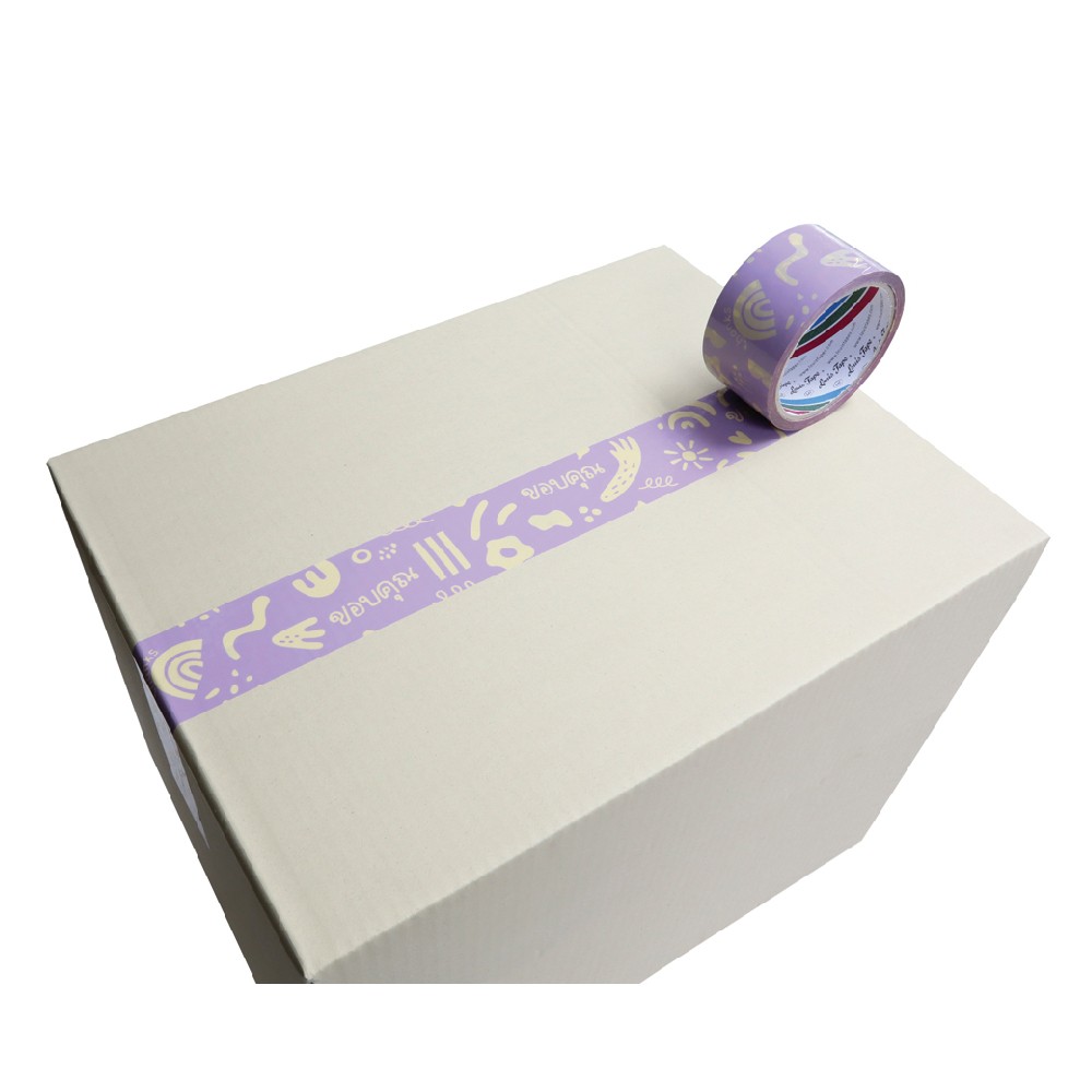 เทปพิมพ์ลาย LOUIS TAPE Thank You สีม่วง เหลือง ขนาด 48 มม  x 45 หลา