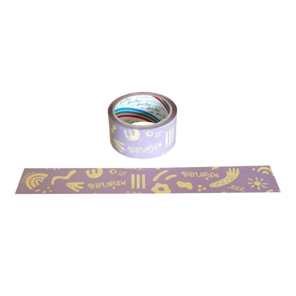 เทปพิมพ์ลาย LOUIS TAPE Thank You สีม่วง เหลือง ขนาด 48 มม  x 45 หลา