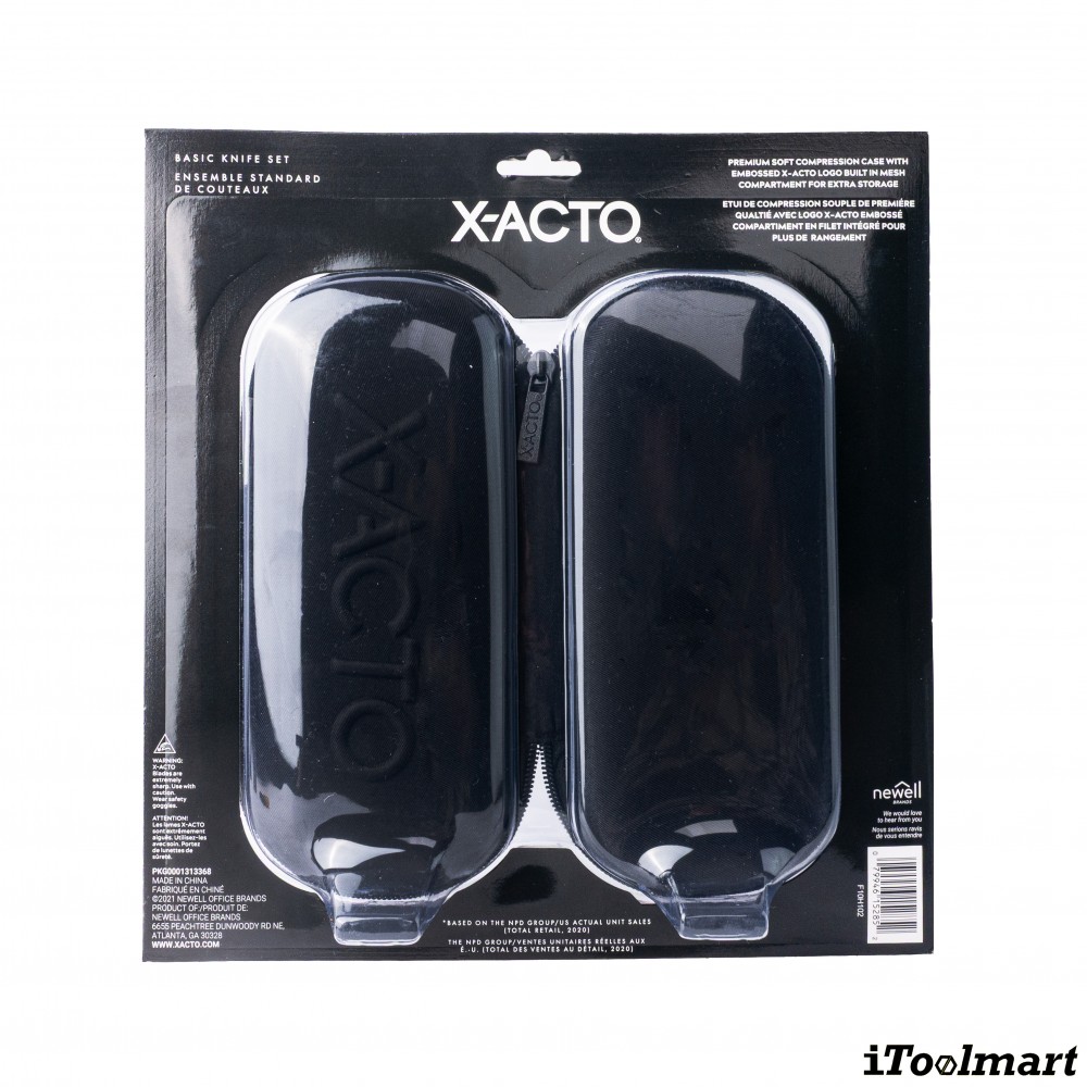 ชุดมีดพื้นฐานพร้อมกระเป๋า X ACTO X5285 ประกอบด้วยมีด 3 เล่ม ใบมีด 13 ใบ และกระเป๋า