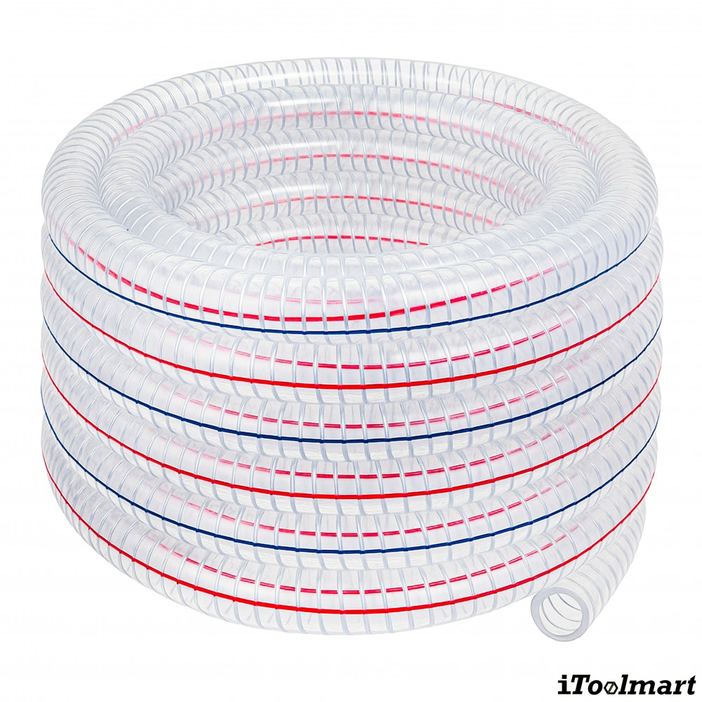 สายยาง PVC TOYOX TS สายดูดอเนกประสงค์ลวดสปริงทนน้ำมัน ขนาด 1 เมตร   ม้วน 100 เมตร