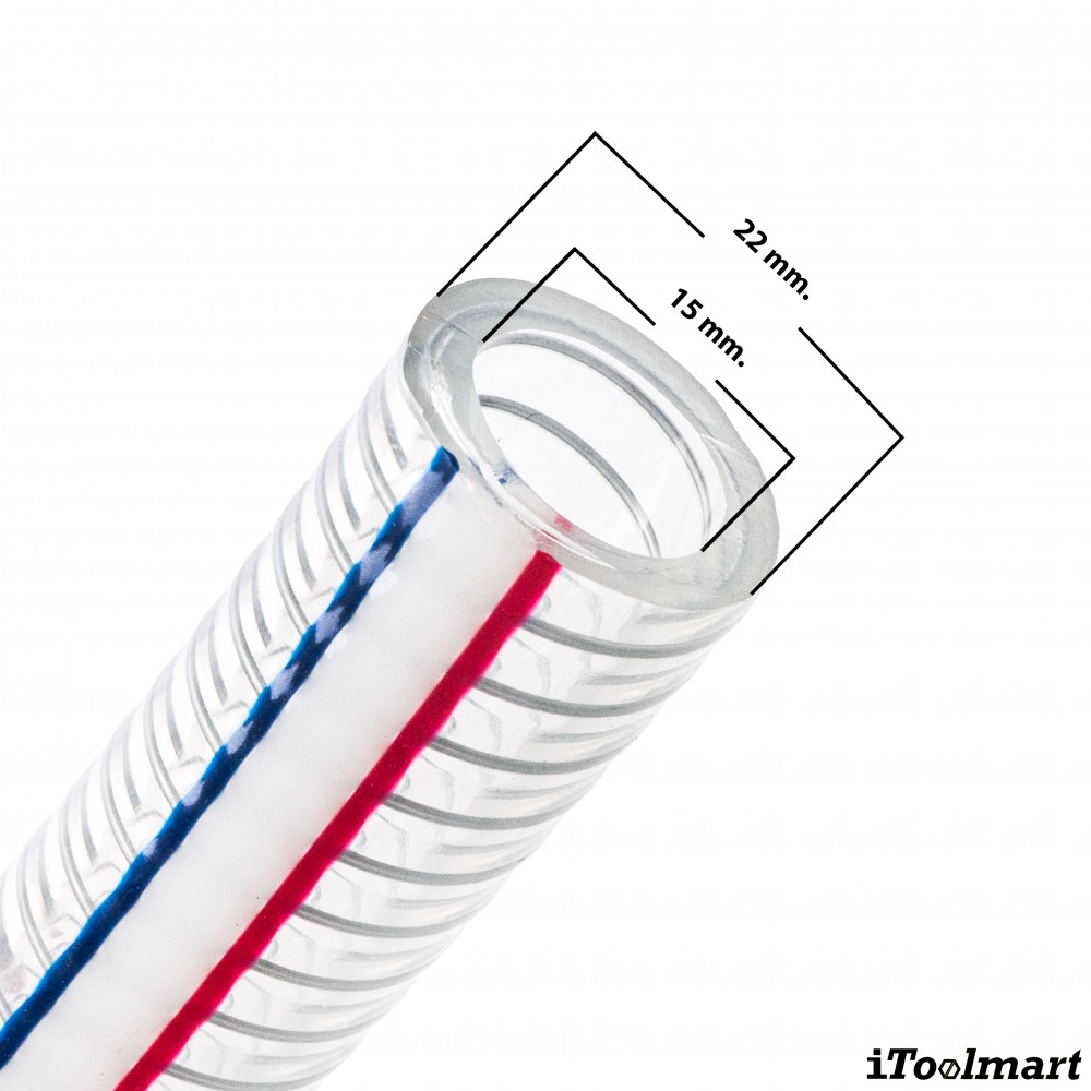 สายยาง PVC TOYOX TS 15 สายดูดอเนกประสงค์ลวดสปริงทนน้ำมัน ขนาด 5 8 นิ้ว 1 เมตร