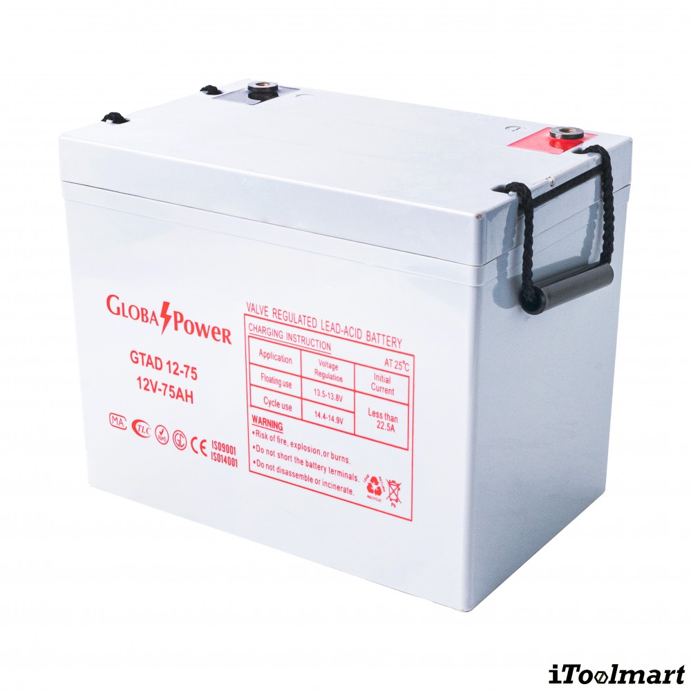 แบตเตอรี่โซล่าเซลล์ GLOBAL POWER GTAD 12 75 12V 75Ah DC SERIES