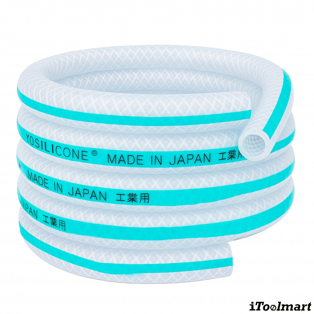 สายยางฟู้ดเกรด Silicone Rubber TOYOX HTSI สายดูดด้ายโพลีเอสเตอร์ถักทนความร้อนโค้งงอสูง 1เมตร ม้วน10เมตร