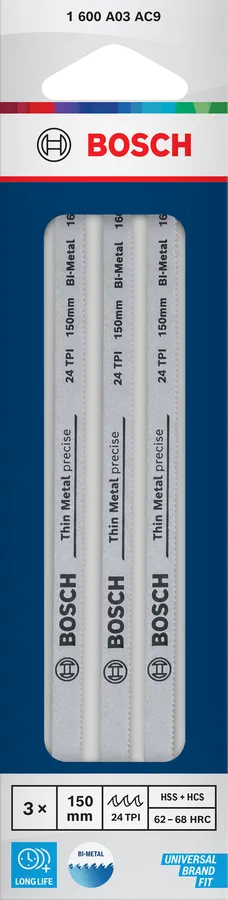ใบเลื่อยเหล็ก 24T 3 ชิ้น BOSCH 1 600 A03 AC9 ขนาด 150 มม 