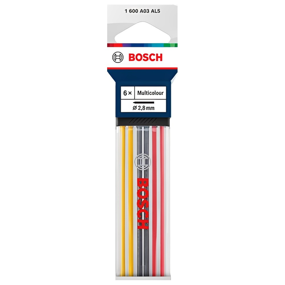 ไส้ดินสอหลากสี 6 ชิ้น BOSCH 1 600 A03 AL5 ขนาด 2 8 มม 