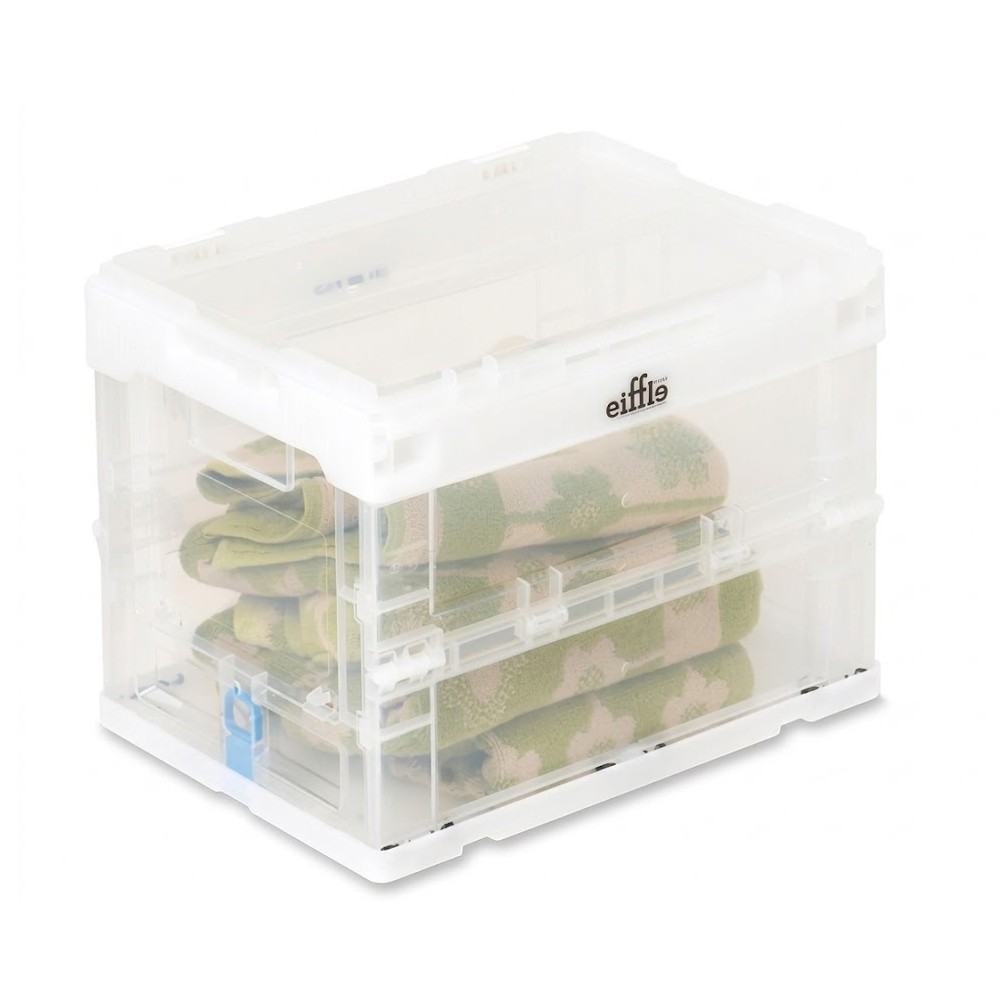 ลังพลาสติกพับได้ EIFFLE 3626LID พร้อมฝา สีใส ขนาด 360 x 260 x 285 มม 