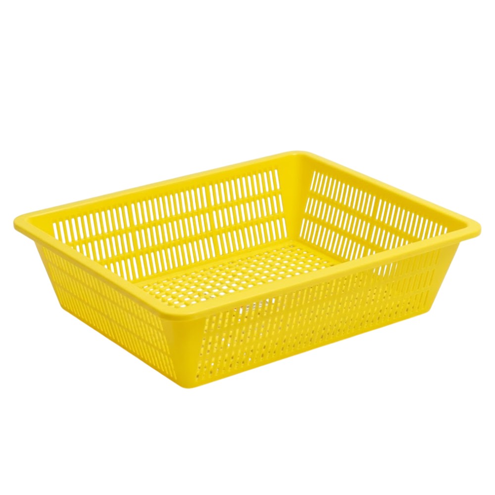 ตะกร้าพลาสติก JBJ RW8030 แบบเหลี่ยม สีเหลือง ขนาด 270 x 220 x 70 มม 
