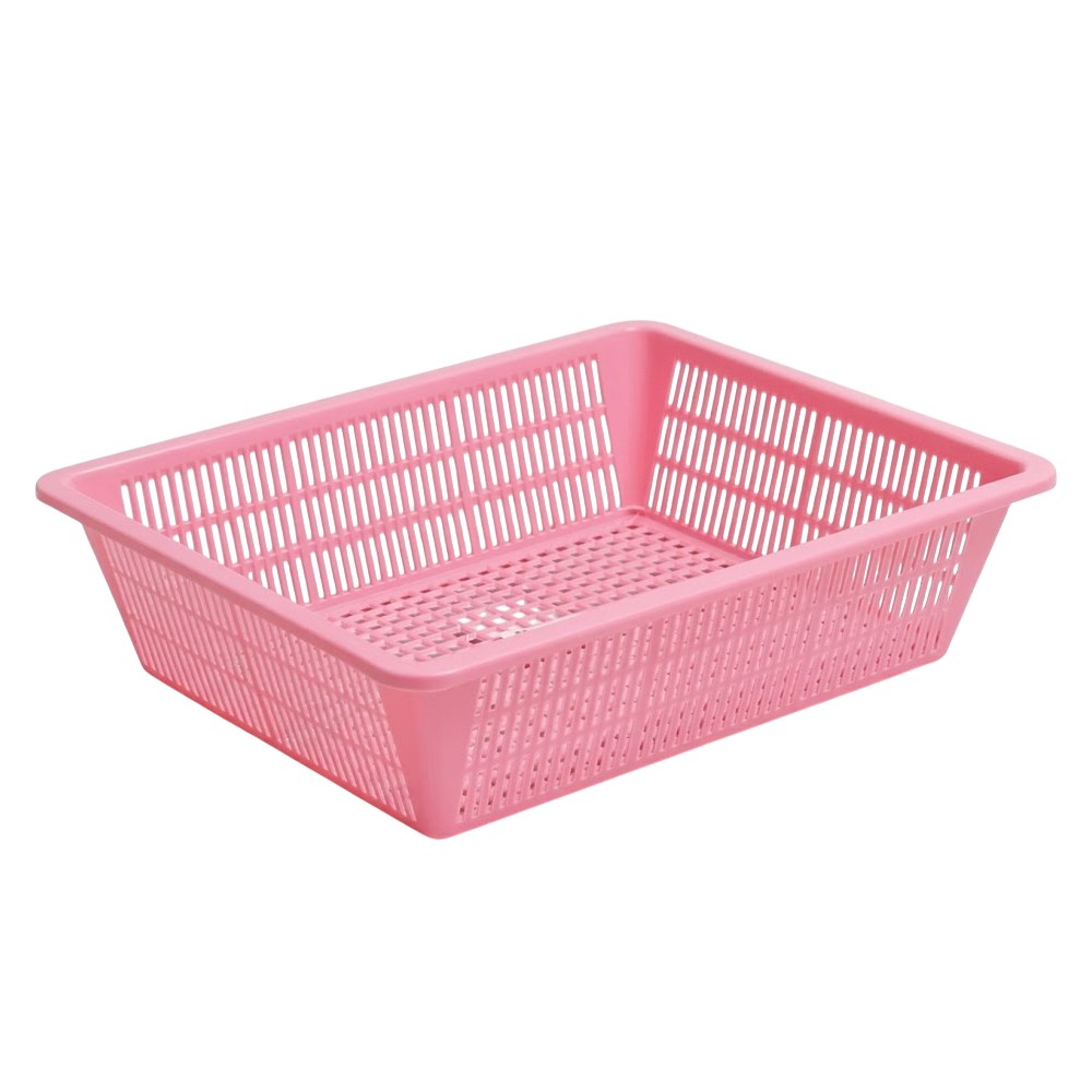 ตะกร้าพลาสติก JBJ RW8030 แบบเหลี่ยม สีชมพู ขนาด 270 x 220 x 70 มม 