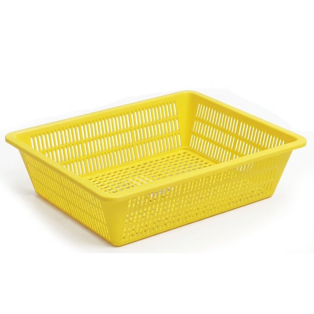 ตะกร้าพลาสติก JBJ RW8031 แบบเหลี่ยม สีเหลือง ขนาด 334 x 255 x 83 มม 