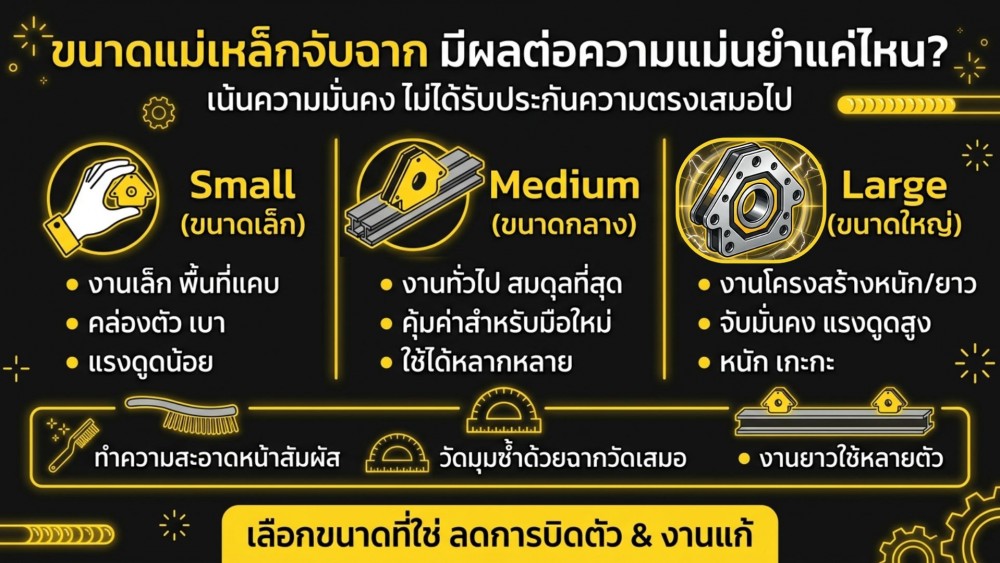 ขนาดของ แม่เหล็กจับฉาก มีผลต่อความแม่นยำในงานเชื่อม แค่ไหน