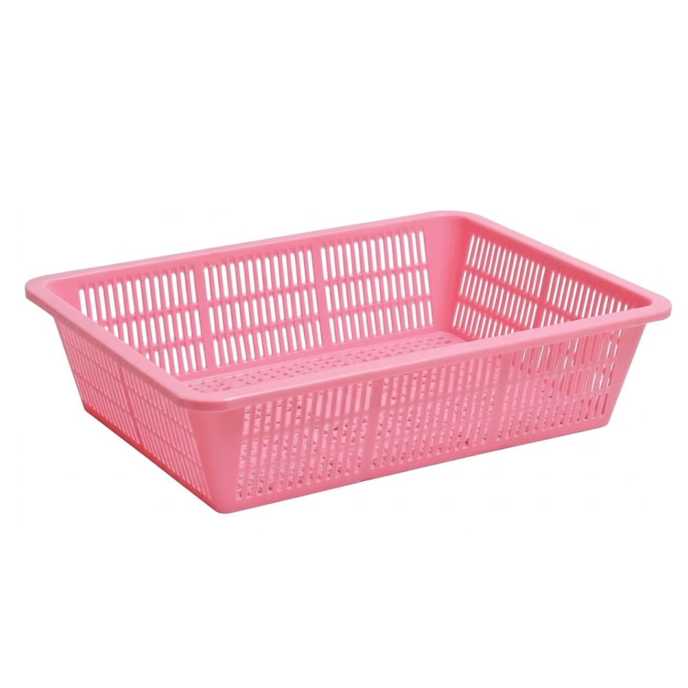ตะกร้าพลาสติก JBJ RW8031 แบบเหลี่ยม สีชมพู ขนาด 334 x 255 x 83 มม 