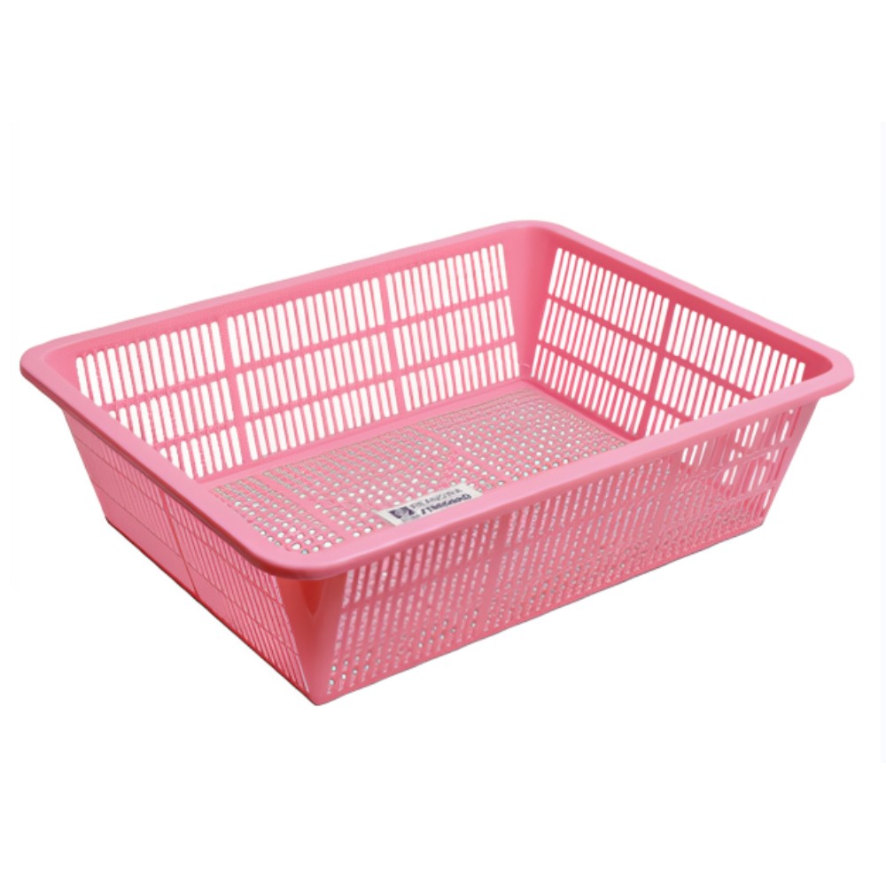 ตะกร้าพลาสติก JBJ RW8032 แบบเหลี่ยม สีชมพู ขนาด 403 x 323 x 100 มม 