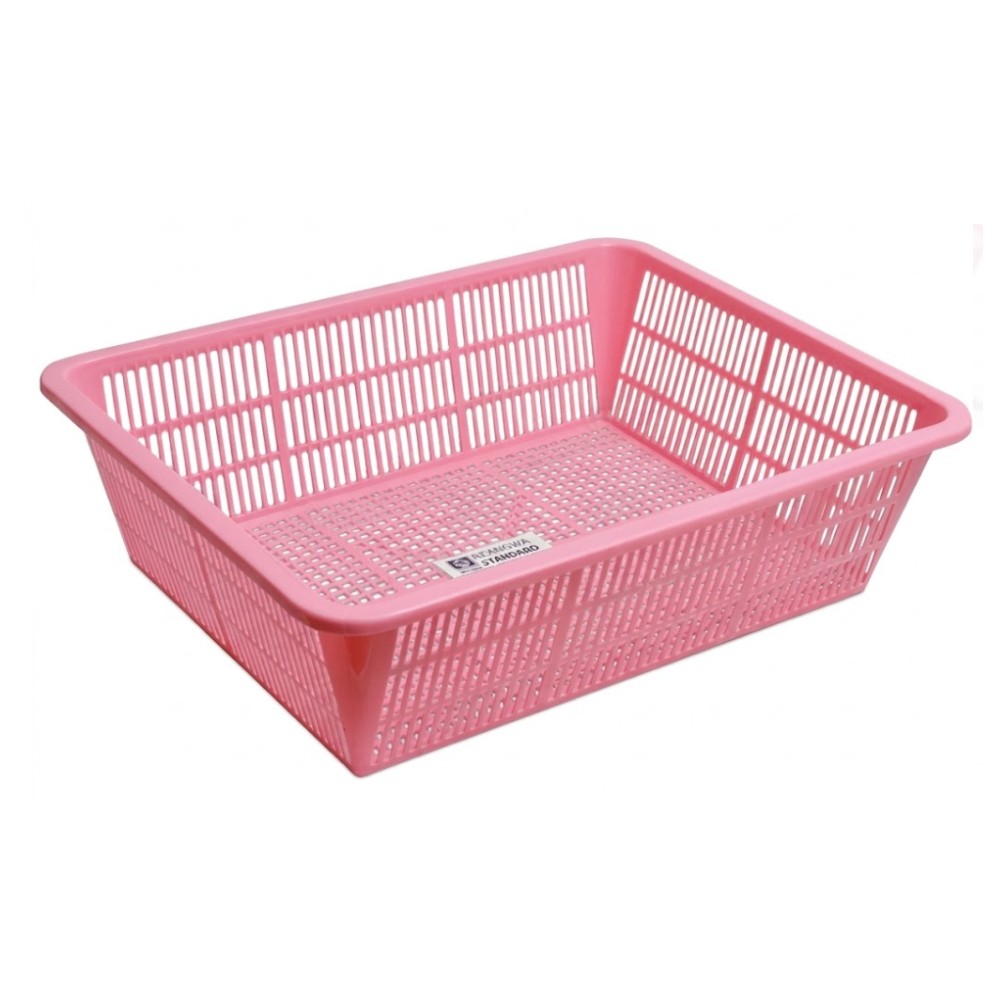 ตะกร้าพลาสติก JBJ RW8033 แบบเหลี่ยม สีชมพู ขนาด 452 x 350 x 125 มม 