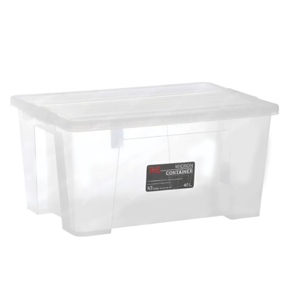 กล่องพลาสติกพร้อมฝา JBJ 6653 แบบใสทั้งตัว ความจุ 40L ขนาด 585 x 390 x 280 มม 