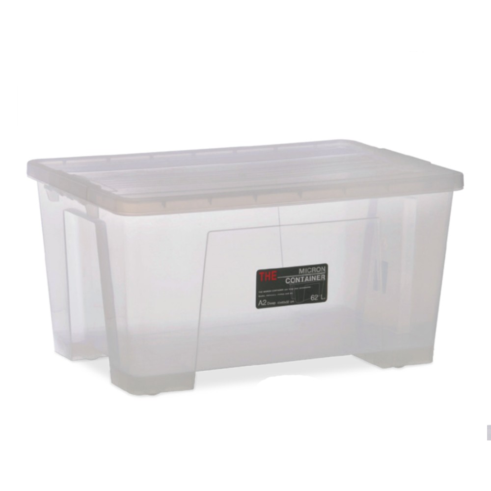 กล่องพลาสติกพร้อมฝา JBJ 6654 แบบใสทั้งตัวมีล้อ ความจุ 62L ขนาด 635 x 425 x 340 มม 