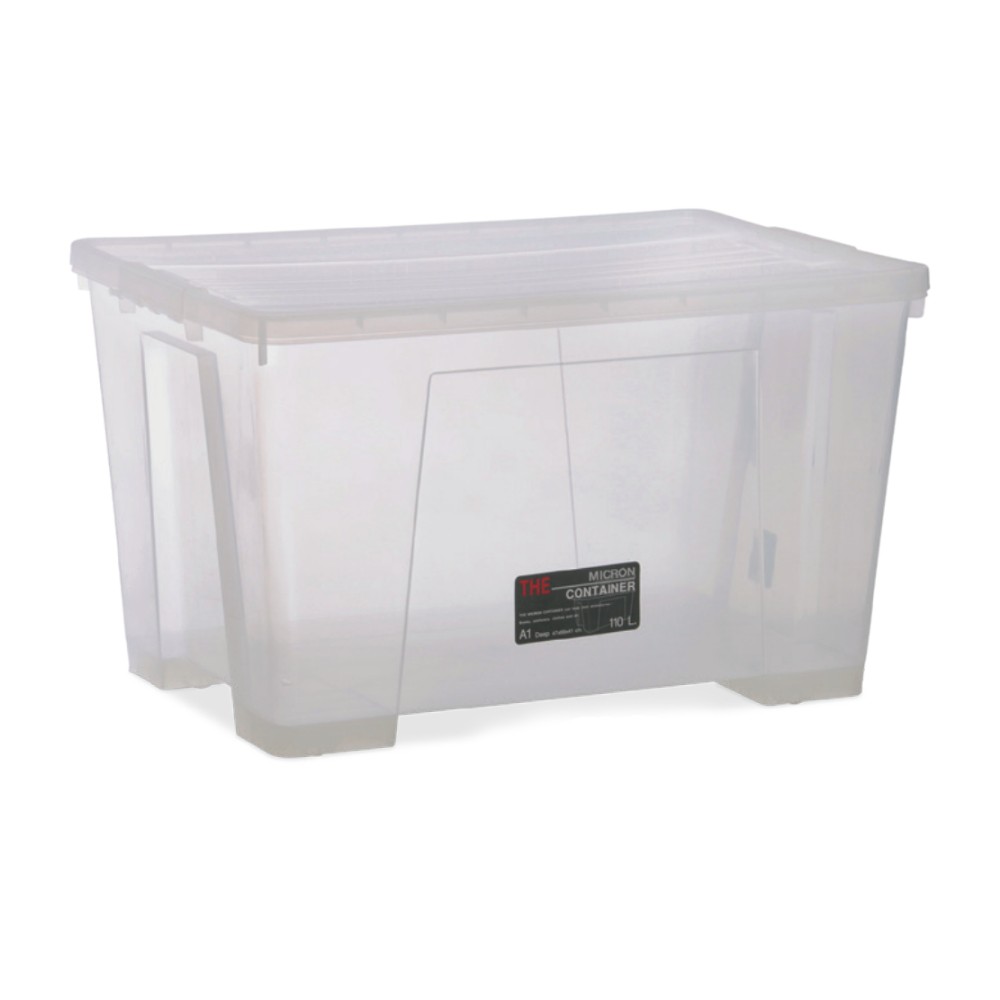 กล่องพลาสติกพร้อมฝา JBJ 6655 แบบใสทั้งตัวมีล้อ ความจุ 110L ขนาด 710 x 480 x 425 มม 