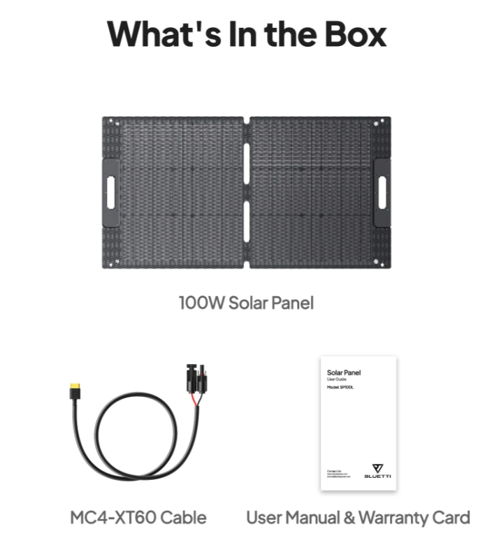 แผงโซลาร์เซลล์พกพา BLUETTI PV100 Solar Panel 100W