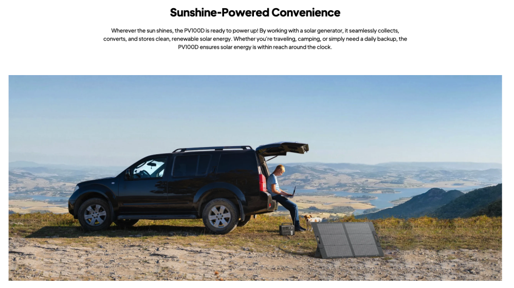 แผงโซลาร์เซลล์พกพา BLUETTI PV100 Solar Panel 100W