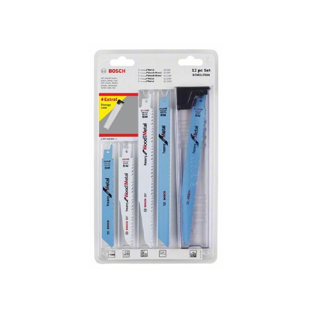 ใบเลื่อย เซเบอร์ซอว์ BOSCH 2 607 010 908 พร้อมกล่องใส  12 ใบ 