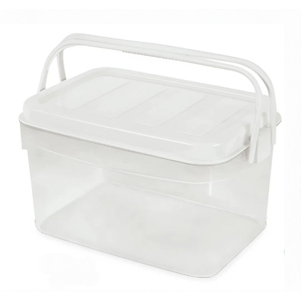 กล่องพลาสติกแบบใส JCJ 2512 พร้อมฝาสีขาวมีหูหิ้ว ความจุ 19L ขนาด 385 x 260 x 220 มม 