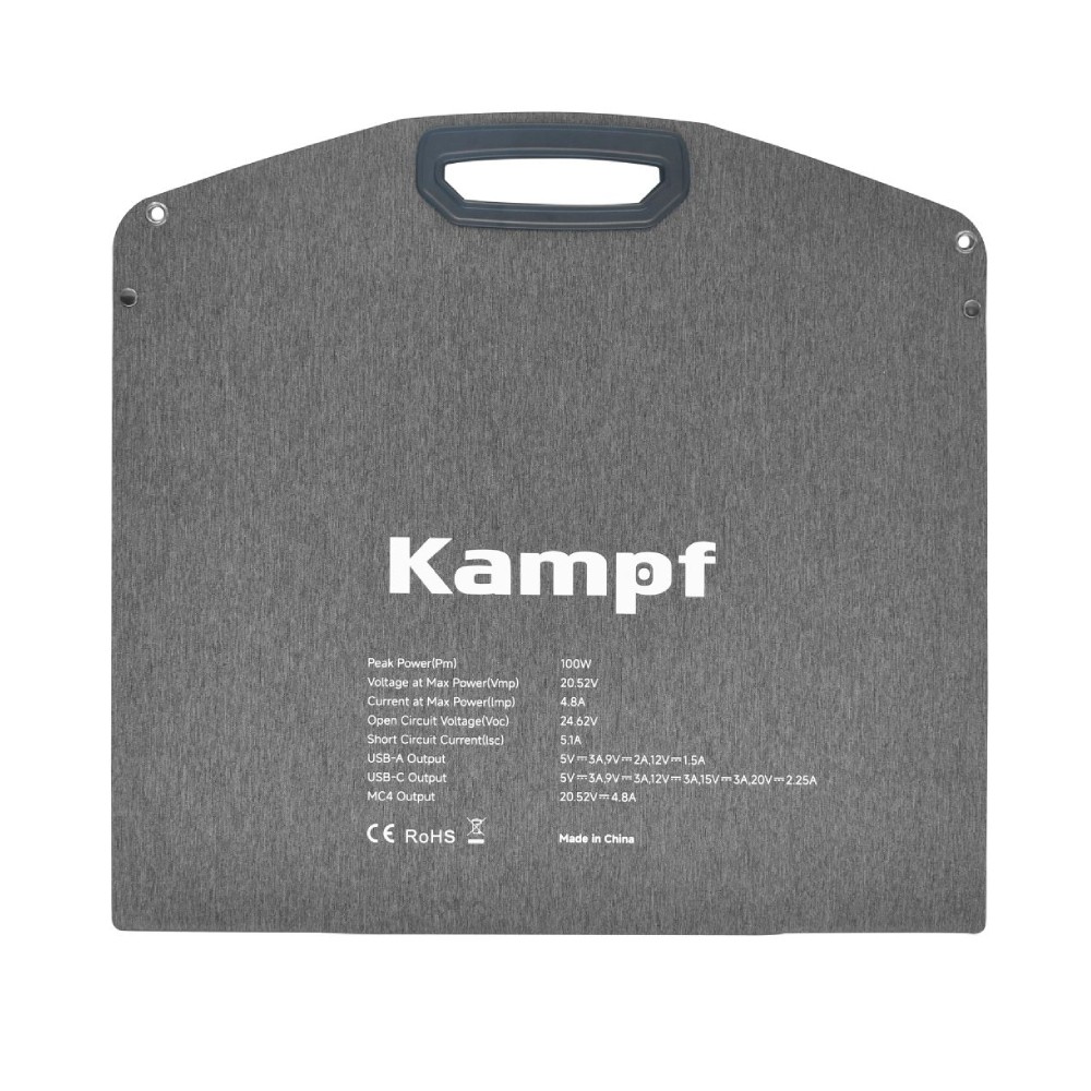แผงโซลาร์เซลล์พกพา Kampf KP 100 Solar Panel 100W With USB