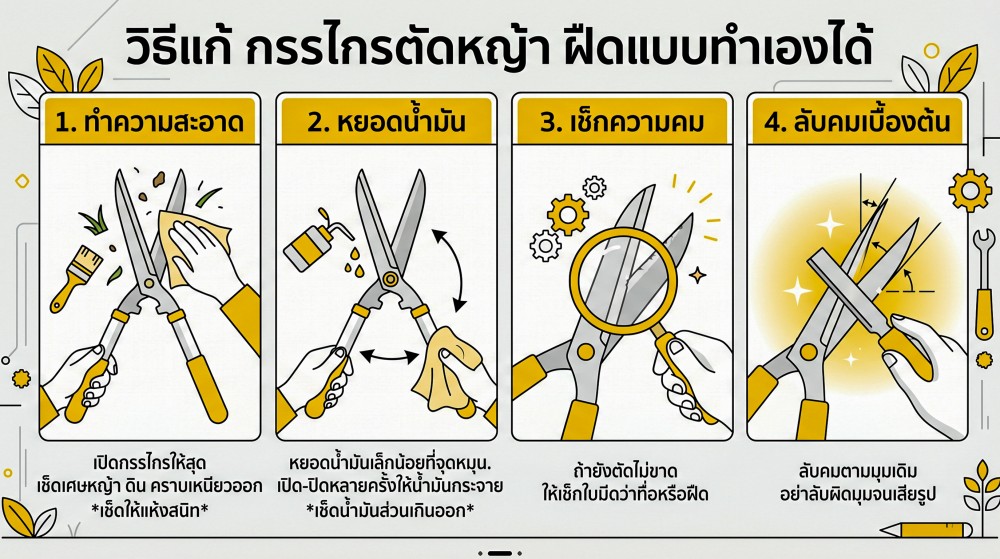กรรไกรตัดหญ้า ฝืด เกิดจากอะไร มีวิธีแก้ไขไหม