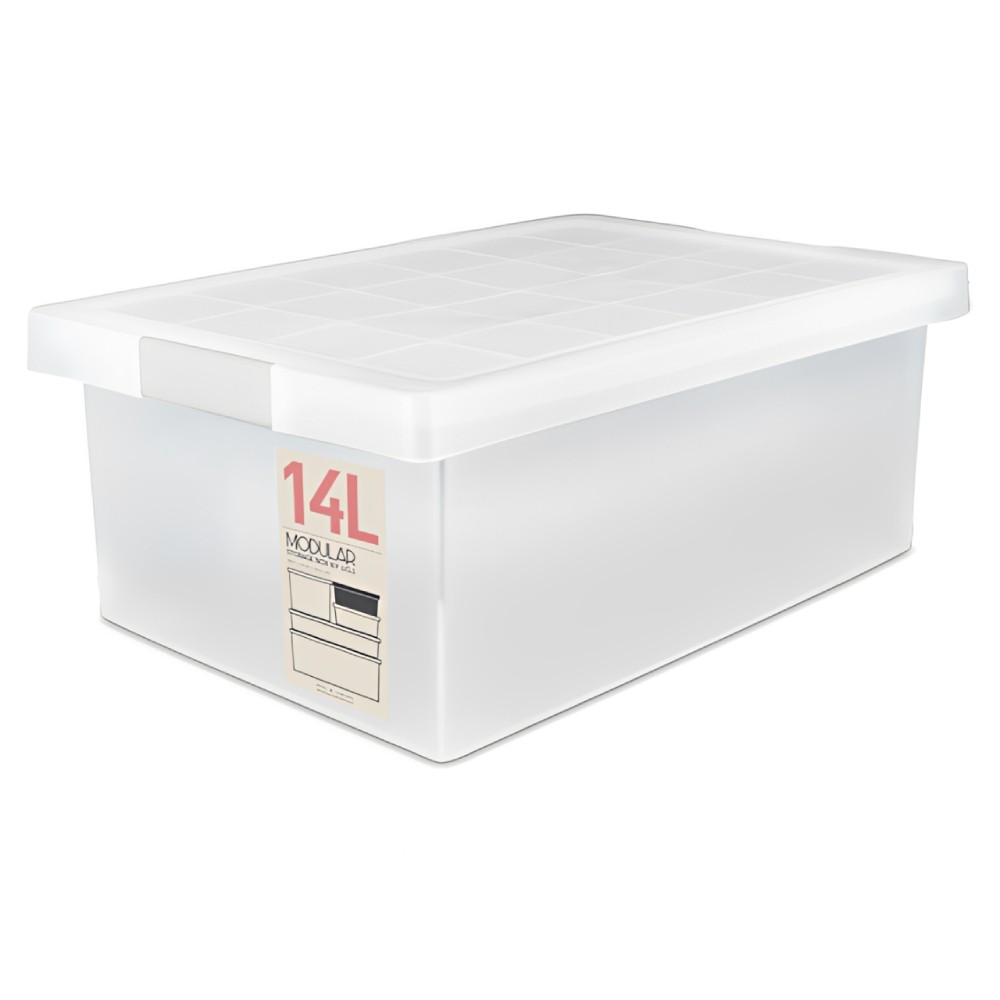 กล่องพลาสติก  JCJ 5222 พร้อมฝาสีขาว ความจุ 14L ขนาด 284 x 420 x 166 มม 