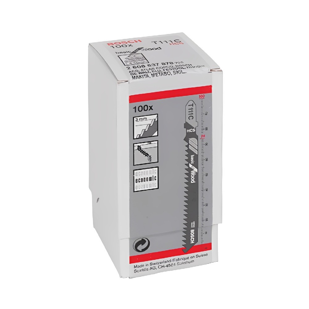 เลื่อยจิ๊กซอว์ T 111 C Basic for Wood BOSCH  สำหรับทำการตัดไม้แบบตรง  Pack100 