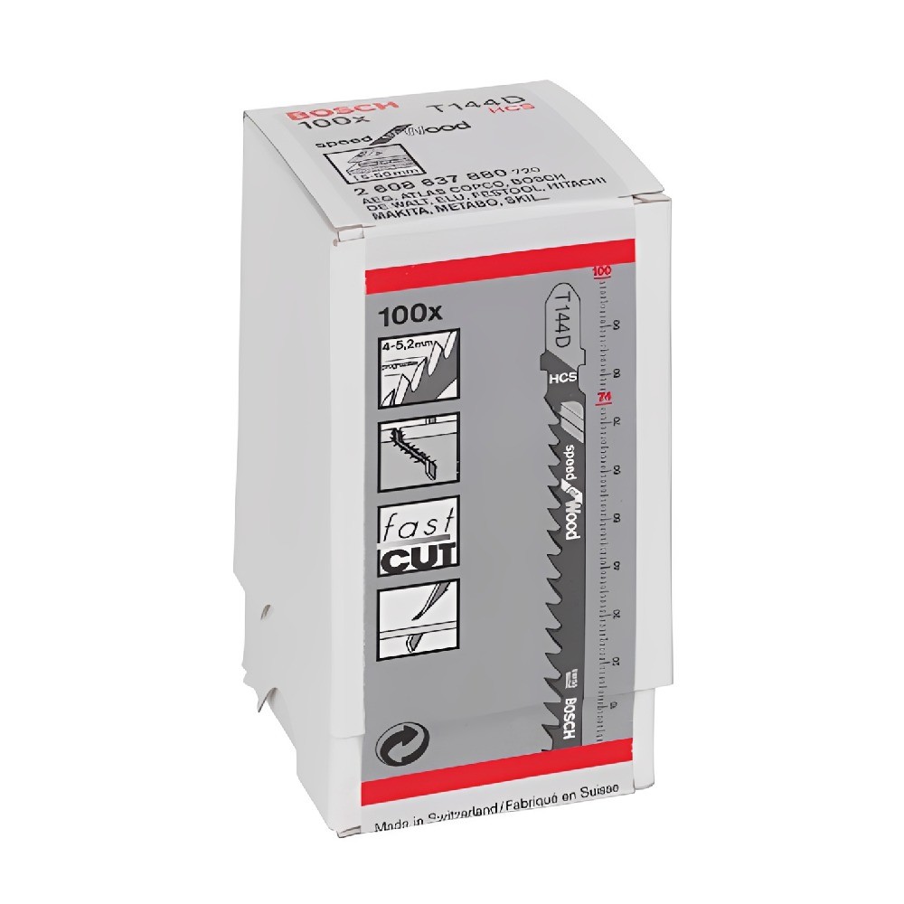 เลื่อยจิ๊กซอว์ T 144 D Speed for Wood BOSCH สำหรับทำการตัดไม้แบบตรง  Pack100 