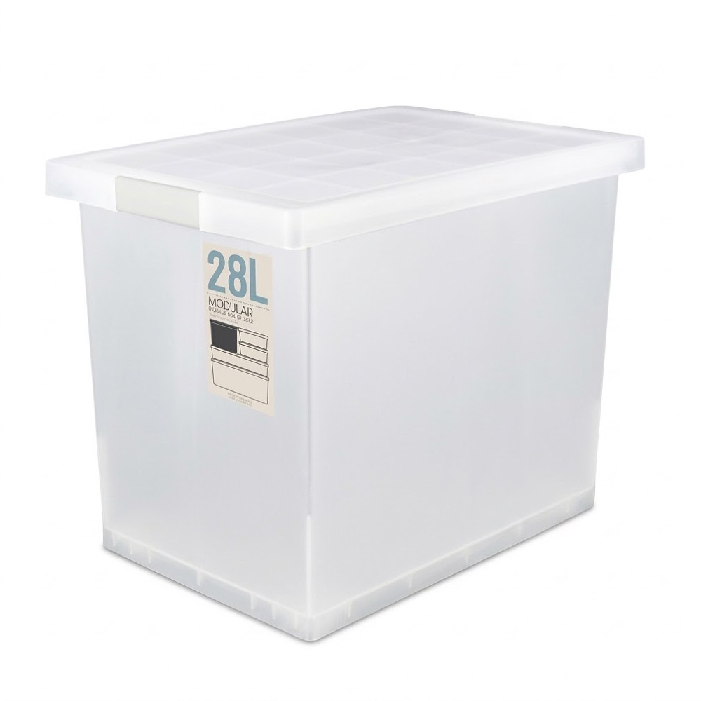 กล่องพลาสติก JCJ 5223 พร้อมฝาสีขาว มีล้อ ความจุ 28L ขนาด 420 x 284 x 329 มม 