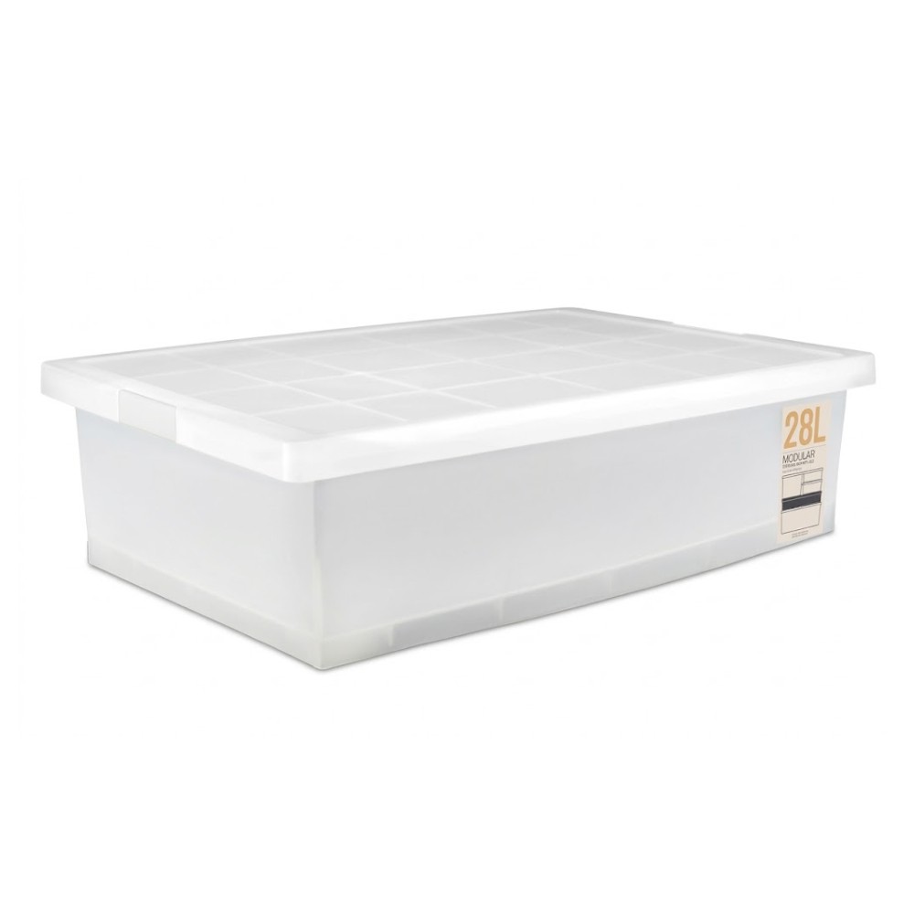 กล่องพลาสติก JCJ 5224 พร้อมฝาสีขาว มีล้อ ความจุ 28L ขนาด 409 x 590 x 166 มม 
