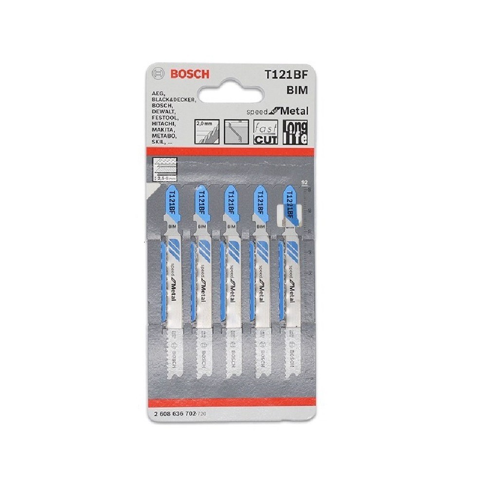 ใบเลื่อยฉลุ เหล็ก BOSCH T 121 BF  5 ใบ 