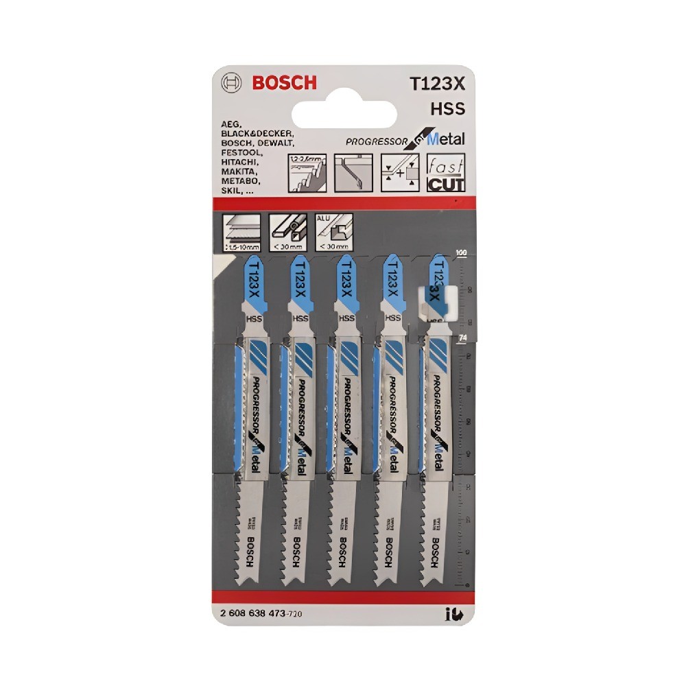 ใบเลื่อยฉลุ เหล็ก BOSCH T 123 X  PRO Metal Thick and Thin   5 ใบ 
