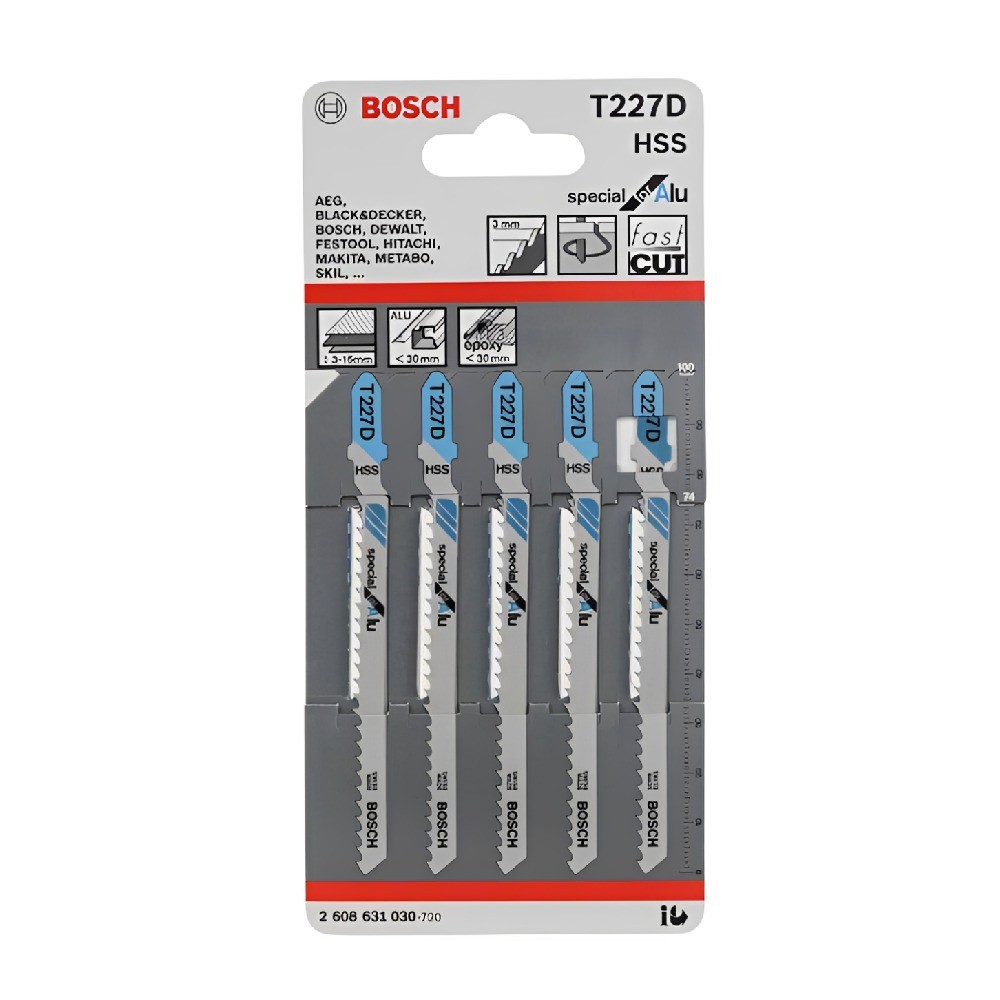 ใบเลื่อยฉลุ อลูมิเนียม BOSCH T 227 D  PRO Aluminium Curve   5 ใบ 