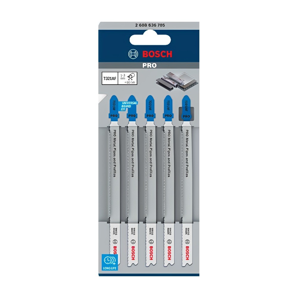 ใบเลื่อยฉลุ เหล็ก BOSCH T 321 AF  PRO Metal Pipes and Profiles   5 ใบ 