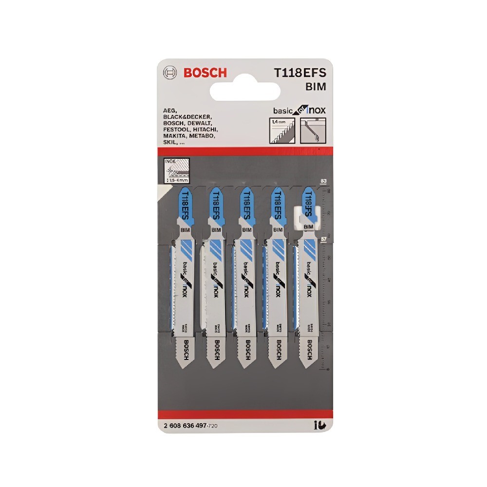 ใบเลื่อยจิ๊กซอว์ BOSCH 118 EFS สำหรับสแตนเลส 1 5 4 มม   5 ใบ 