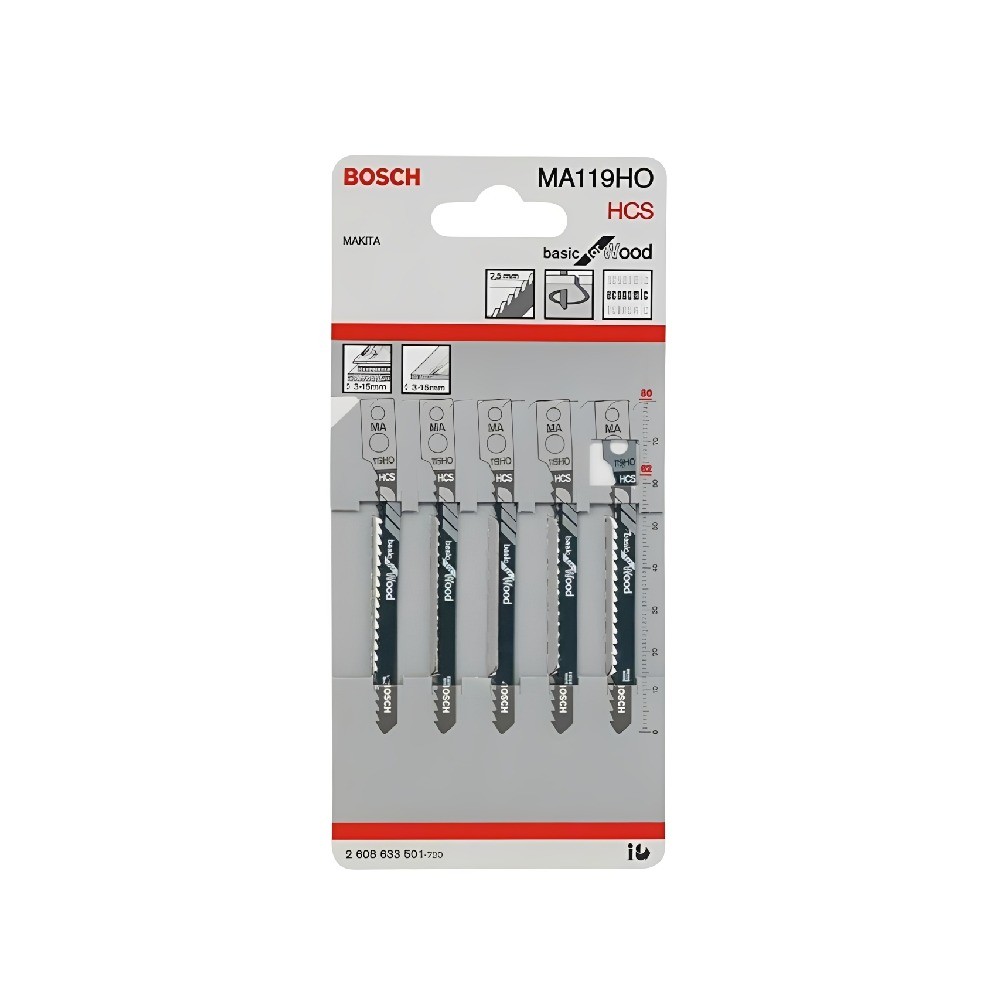 ใบเลื่อยฉลุ ไม้ BOSCH MA 119 HO  5 ใบ 