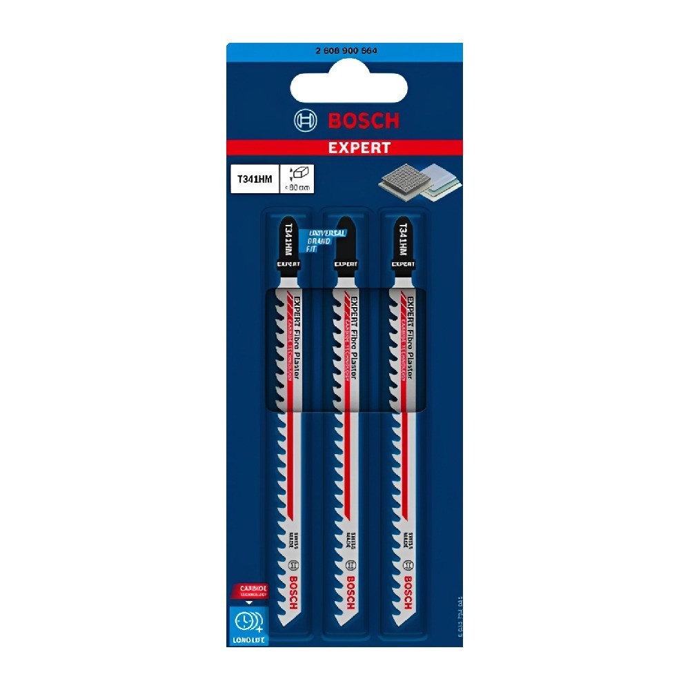 ใบเลื่อยฉลุ ไฟเบอร์ พลาสเตอร์ BOSCH T 341 HM  EXPERT   3 ใบ 