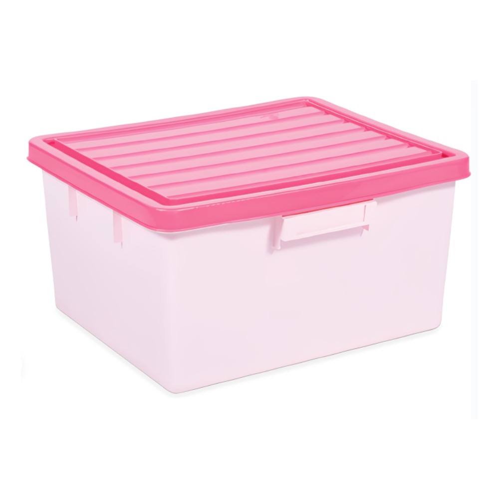 กล่องพลาสติกทึบ JBJ 66 A พร้อมฝาสีชมพู ความจุ 14L ขนาด 435 x 335 x 235 มม 