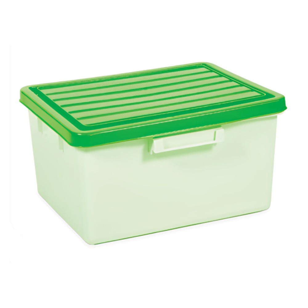 กล่องพลาสติกทึบ JBJ 66 A พร้อมฝาสีเขียว ความจุ 14L ขนาด 435 x 335 x 235 มม 