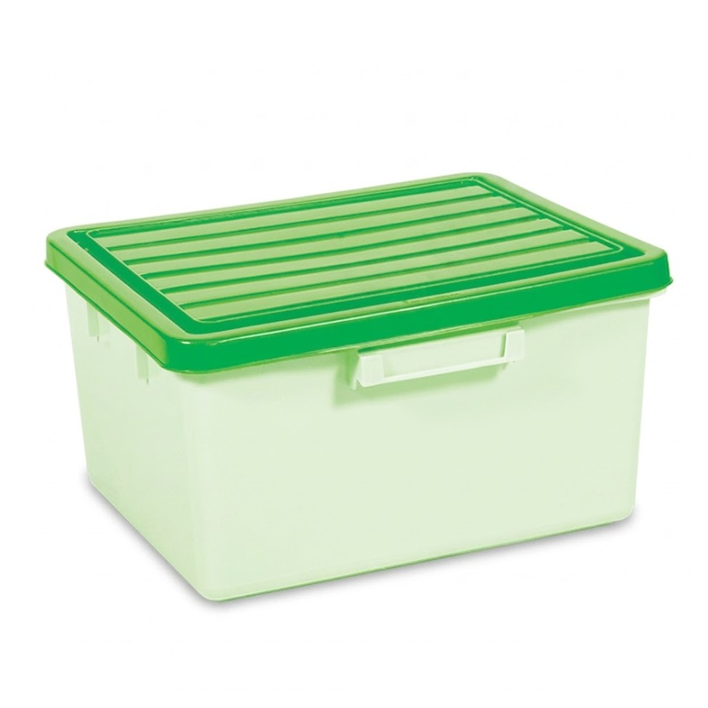 กล่องพลาสติกทึบ JBJ 77 A พร้อมฝาสีเขียว ความจุ 19L ขนาด 490 x 410 x 250 มม 