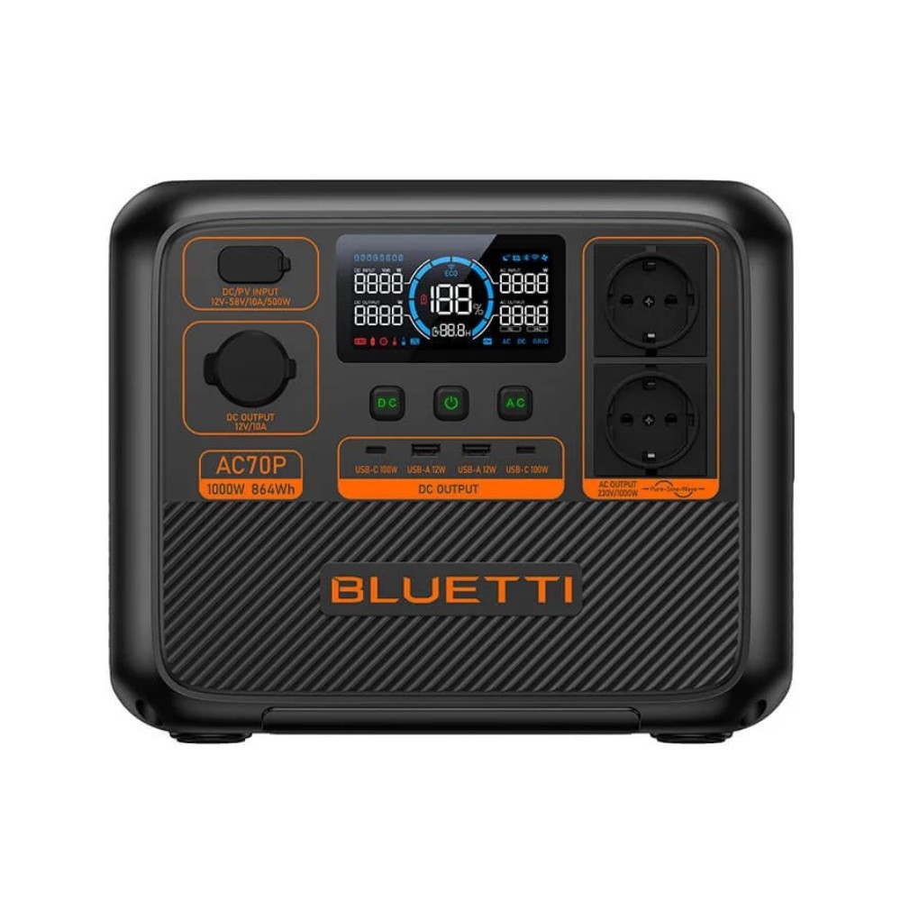 ชุดพาวเวอร์บ็อก พร้อมแผงโซลาร์เซลล์พกพา Bluetti AC70P x Kampf KP 200 Solar panel 200W