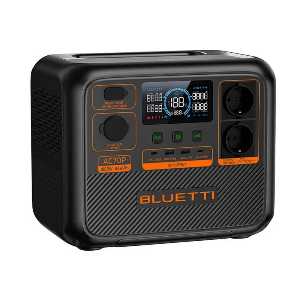 ชุดพาวเวอร์บ็อก พร้อมแผงโซลาร์เซลล์พกพา Bluetti AC70P x Kampf KP 200 Solar panel 200W
