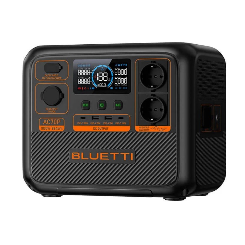ชุดพาวเวอร์บ็อก พร้อมแผงโซลาร์เซลล์พกพา Bluetti AC70P x Kampf KP 200 Solar panel 200W