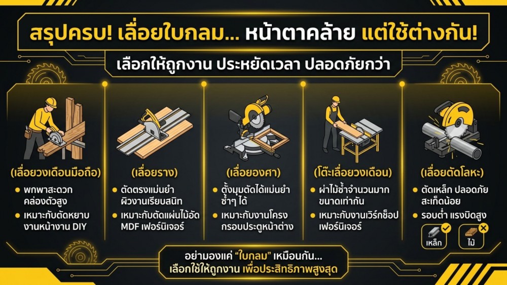 เลื่อยวงเดือน กับเลื่อยใบกลมคล้าย ๆ กัน อาจใช้จริงต่างกันกว่าที่คิด
